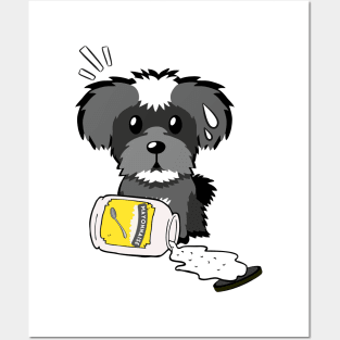 Cute schnauzer spilled mayonnaise Posters and Art